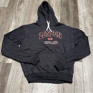 London King UK England flag gray thick well made grey hoodie EUC 2XL